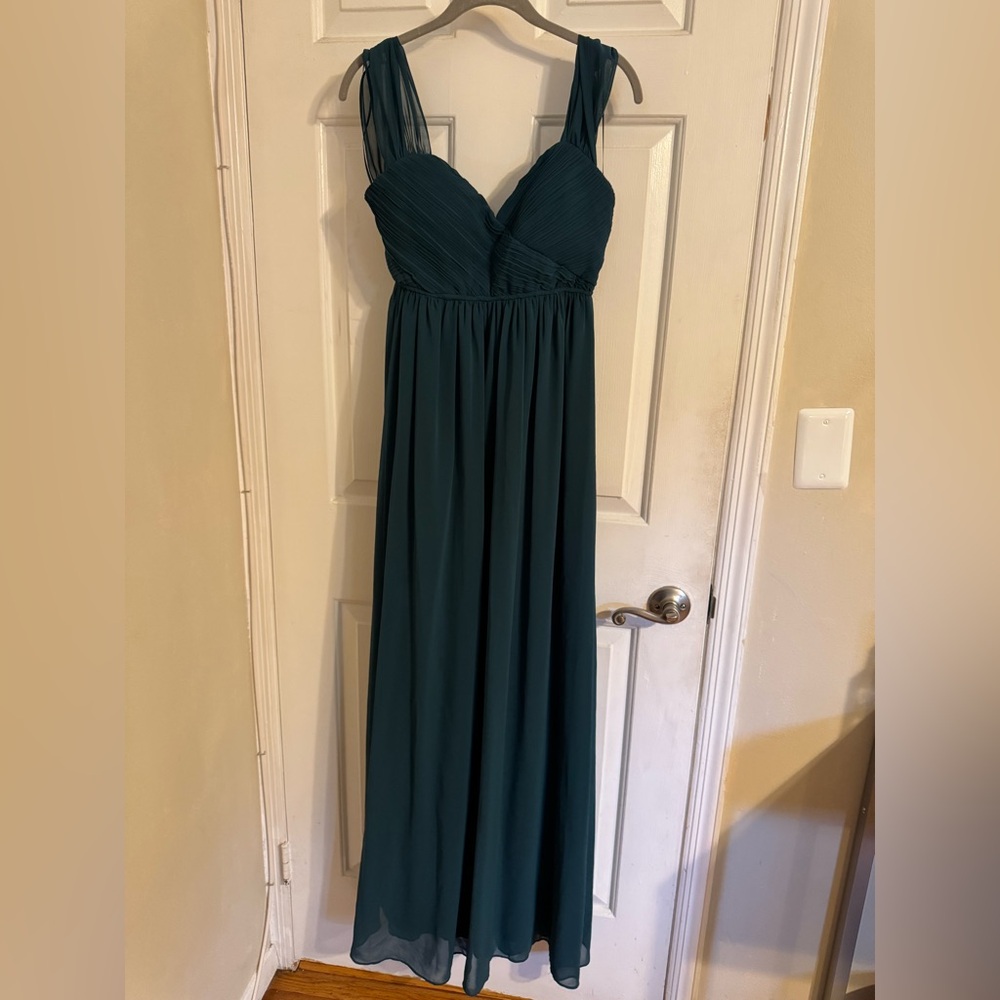 PinkBlush Forest Green Off Shoulder Chiffon Maxi Maternity Dress